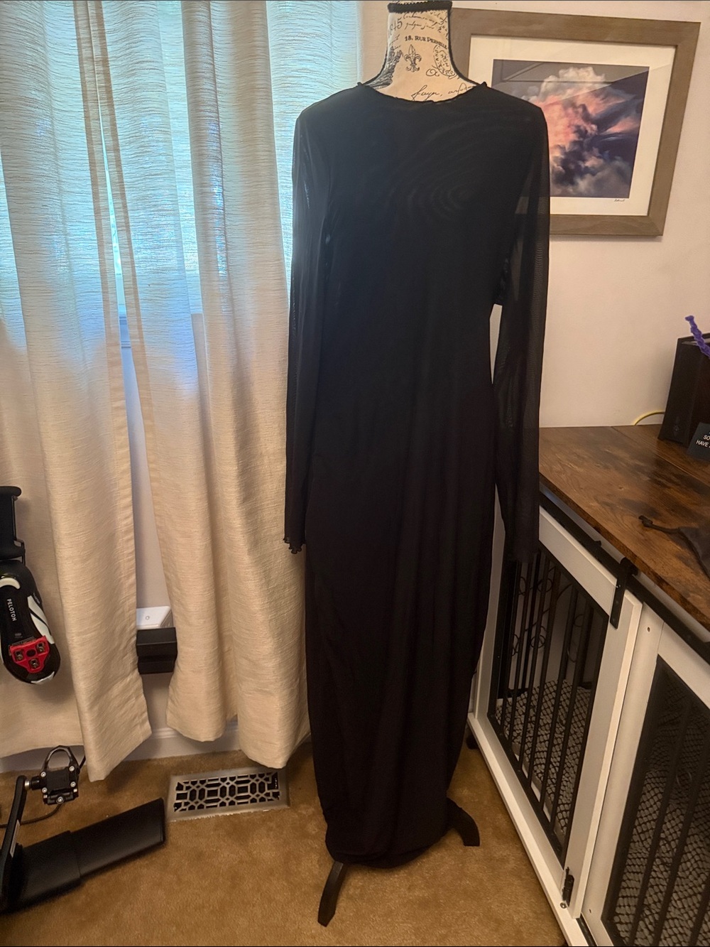 Good American Black Long Sleeve Maxi Dress